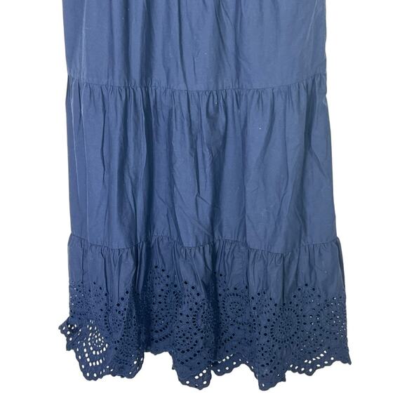 GAP Navy Blue One Shoulder A-line Side Zipper Eyelet Detail Midi Dress Size 6 - Picture 4 of 10